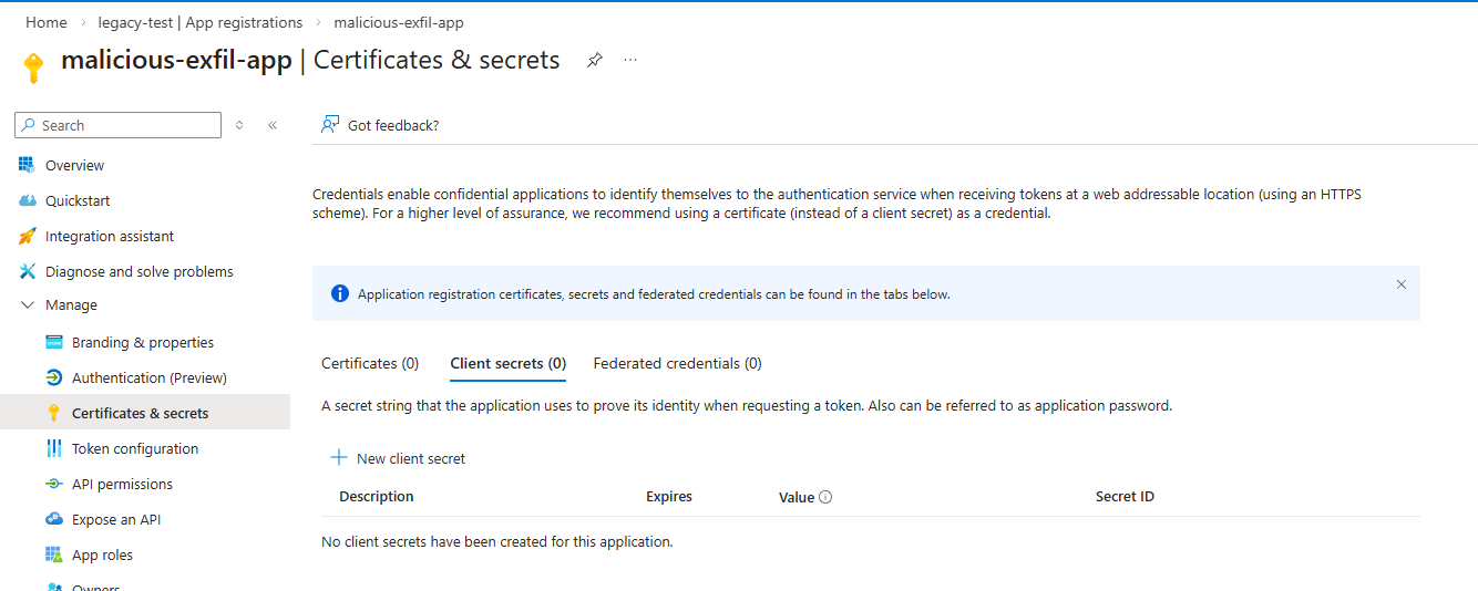 Secret deleted from malicious exfil app