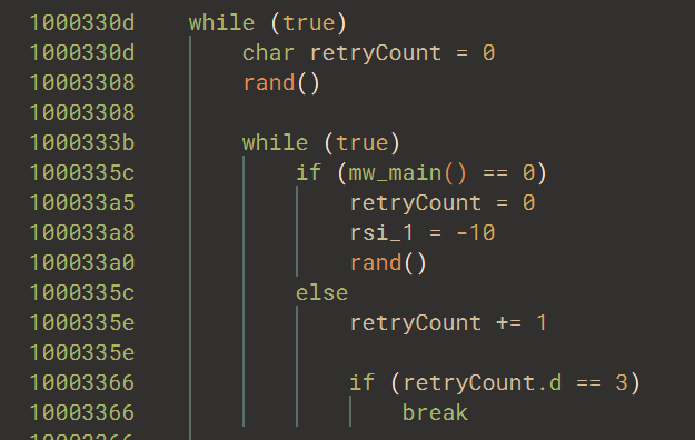 Initial loop that retries if "mw_main" fails