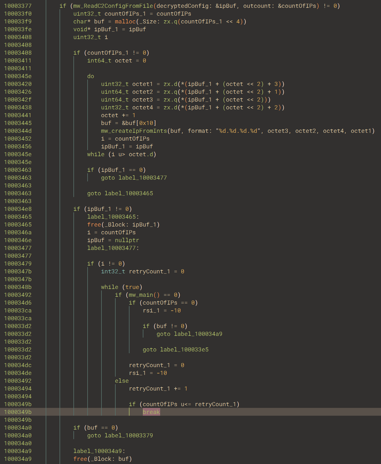 View of the full "start" routine that retries with an exponential backoff on multiple failed attempts to spawn "mw_main"